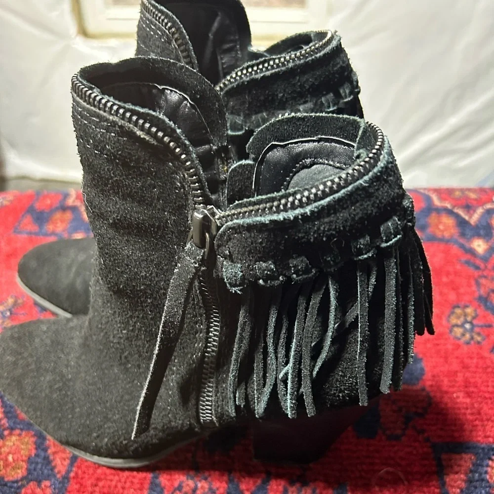 DV by Dolce Vita Black Fringe Ankle Booties